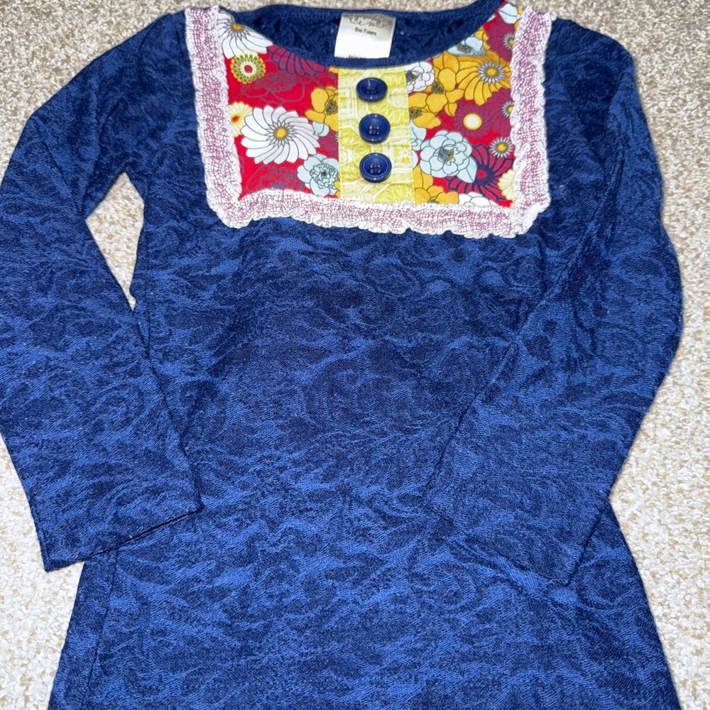 Persnickety Navy Floral Patch Long Sleeve Top